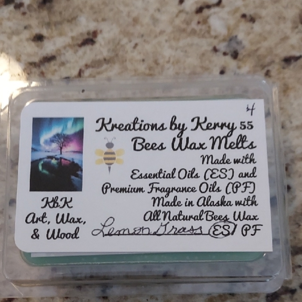 Lemon Grass Bees Wax Melts with Essential Oils - Natural and Non-Toxic